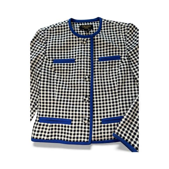 Vintage Blue Picnic Pattern Blazer - Picture 3 of 4